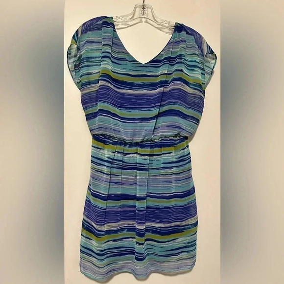 Lush blue striped sleeveless dress size L - Picture 1 of 5